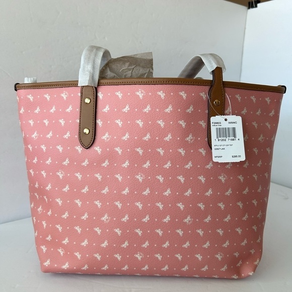 Coach NWT Large Pink Butterfly Print Tote - Picture 3 of 14